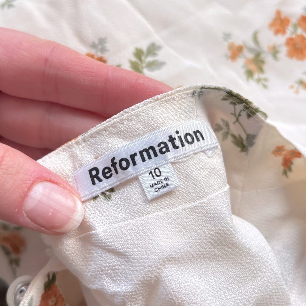 NWT Reformation Bettie Buttercream Yellow Floral Blouse Top Size 10 - Picture 10 of 11